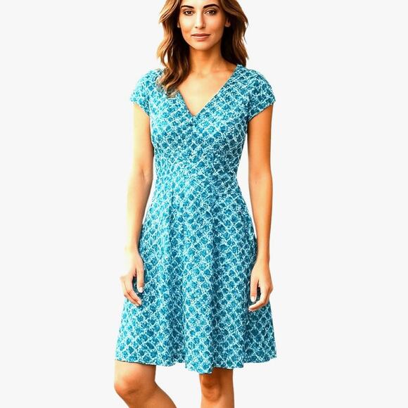 Women's Large Blue Short Sleeve Maxi BOHO Sun Dress Miss Size 12 14 L - Picture 1 of 6